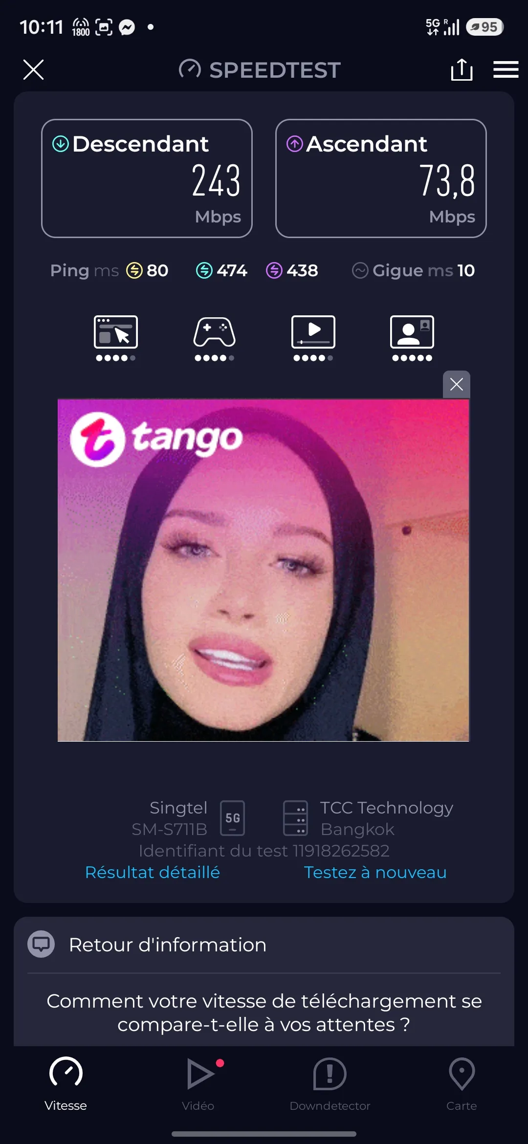 Captura de la prueba de velocidad Bangkok bangrak