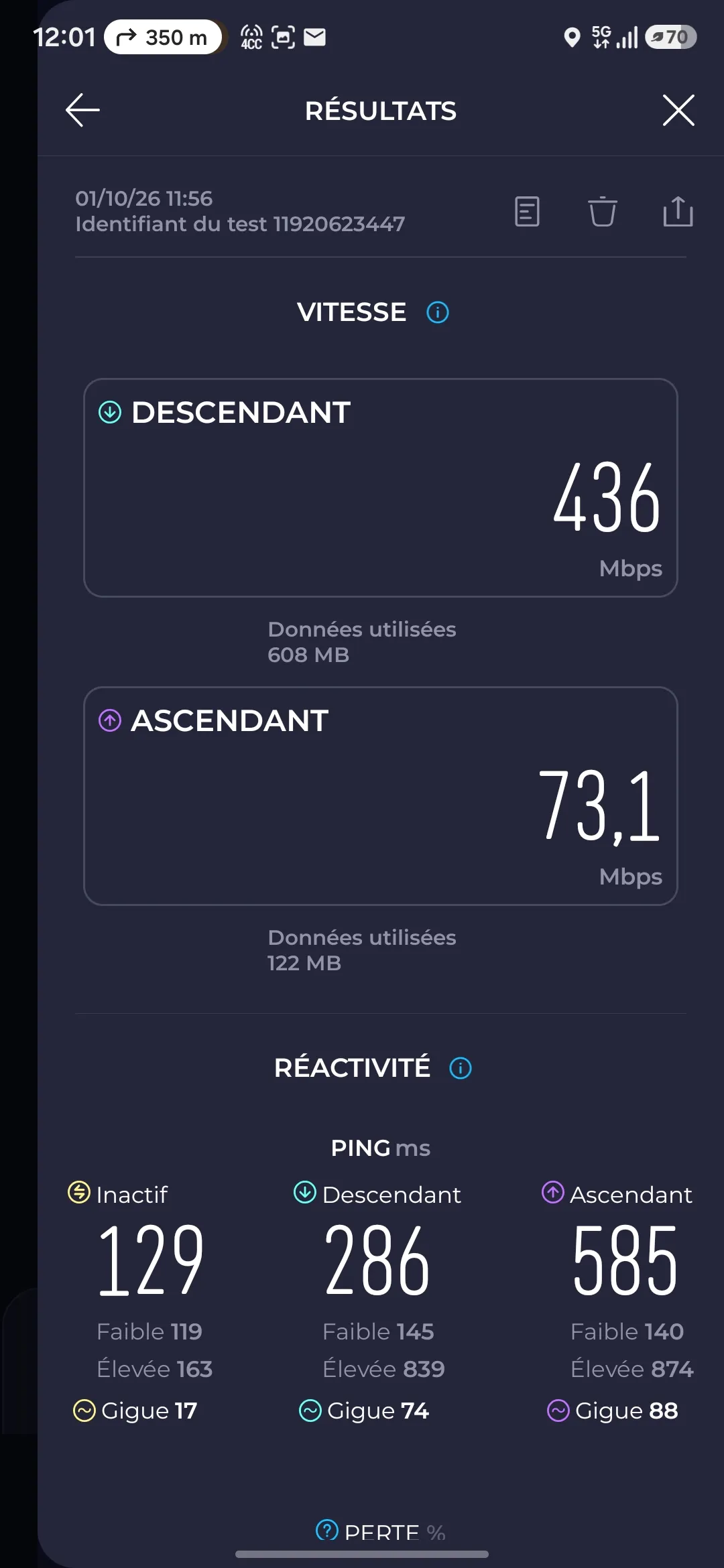 Captura de la prueba de velocidad Krabi